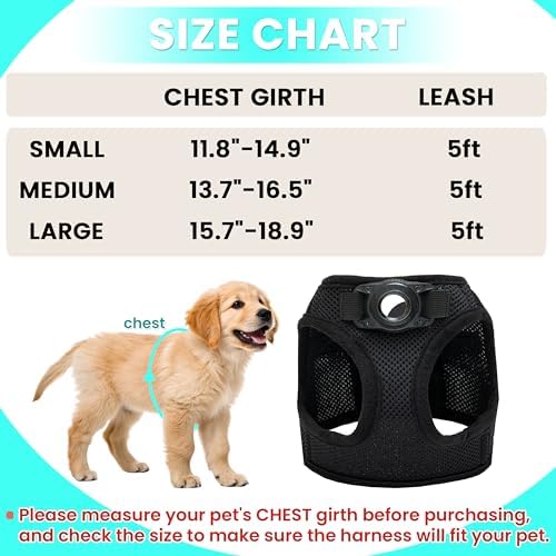 Dog Harness with AirTag Holder & 5 ft Leash Set for Small Dogs - Image 2
