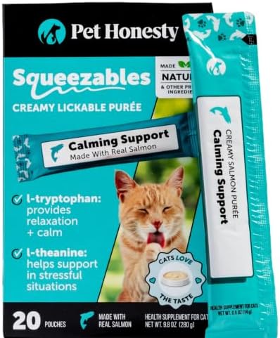 Pet Honesty Vet Backed Cat Calming Supplement Puree, Salmon, 20 Ct by PetHonesty
