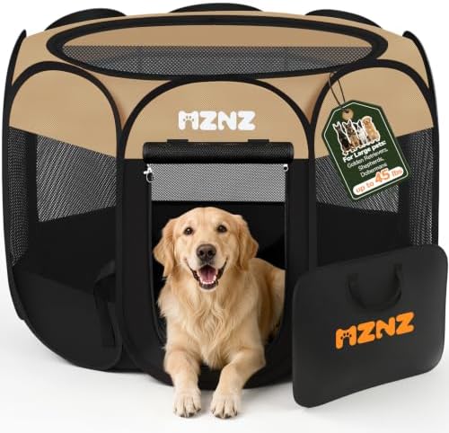 Dog Cat Playpen Indoor Outdoor, Small Animal Crate, Large, Yellow by MZNZ