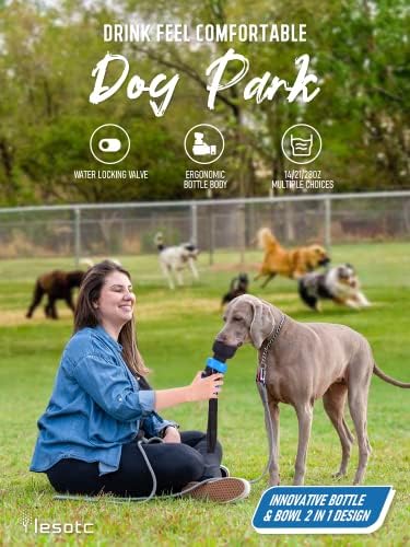 lesotc Dog Water Bottle, Portable Water Dispenser with Water Bowl, Leak Proof Pet Travel Squeeze Bottle, Puppy Essentials Dog Stuff Accessories for Outdoor Walking, Hiking, Camping Doggie Gift - Image 5