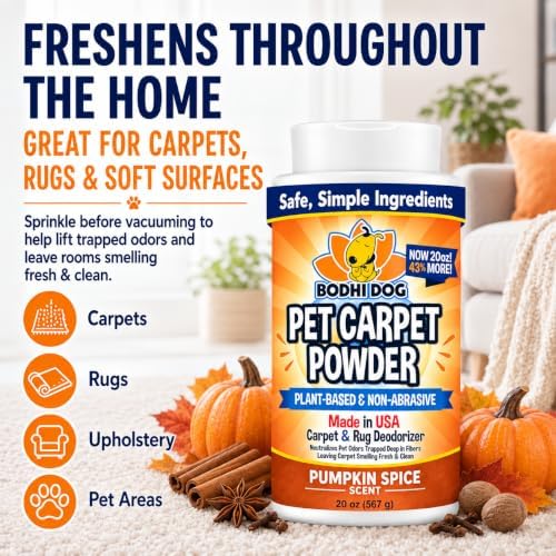 Bodhi Dog Natural Carpet Deodorizer Powder - Dry Pet Smell Eliminator & Urine Odor Remover - Loosens Fur & Dirt - Plant-Based Room Freshener for Vacuuming Home - Pumpkin Spice (Pack of 1) - Image 5