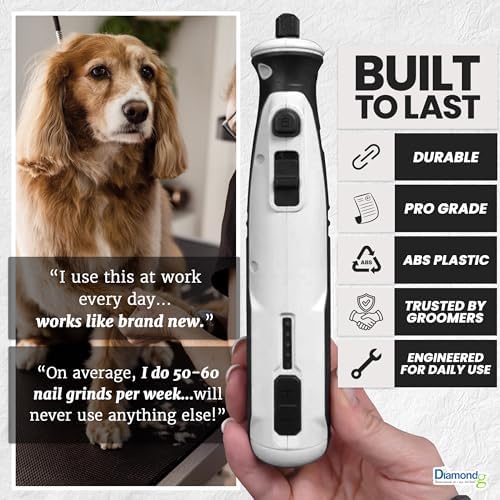 Diamondg Cordless Dog Nail Grinder - Quiet Sound with LED Light, White - Image 7