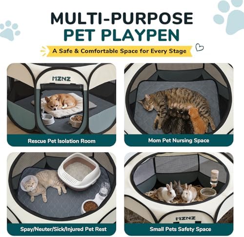 Dog Cat Small Animal Puppy Playpen Crate with Pee Pad, Small - Image 6