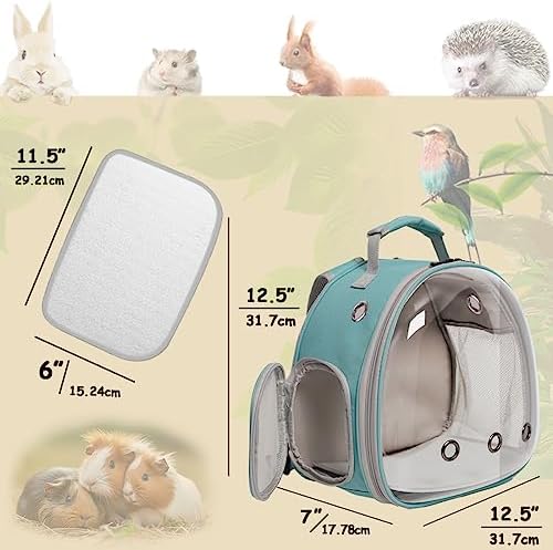 Hamster Backpack Carrier, Bearded Dragon Carrier Backpack with Clear Bubble Window,Small Animal Travel Backpack for Sugar Glider Hedgehog Rat Parrot, Airline Approved (Blue, Backpack) - Image 2
