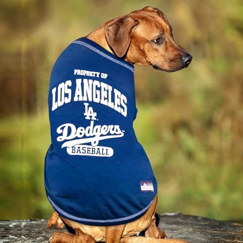 MLB LA Dodgers Dog T-Shirt, X-Small. - Licensed Shirt for Pets Team Colored with Team Logos. - Premium Stretchable Materials for The Comfort of Your Dog & cat. - Image 2