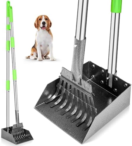 TOOGE Pooper Scooper, Dog Pooper Scooper Long Handle Stainless Metal Tray and Rake for Medium Small Dogs Heavy Duty Pet Supplies to Use for Grass, Dirt or Gravel by TOOGE
