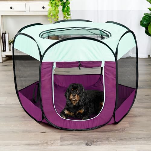 Furhaven Portable Pet Playpen for Dogs & Cats, Extra Large Indoor Kitten Playpen with Mesh Sides, Foldable Dog Playpen for Small Dogs, Pop Up Travel Dog Pen, X-Large, Pet Crate with Mesh Sides, Navy - Image 2