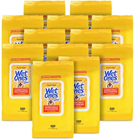 Wet Ones for Pets Multipurpose Dog Wipes, Tropical Splash, 100 Count, 12-Pk by WetOnes