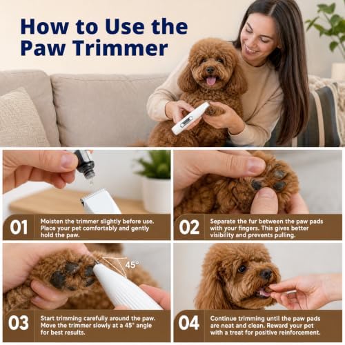 Silent Pet Paw Trimmer | Cordless Paw Trimmer for Grooming w/Light - Image 6