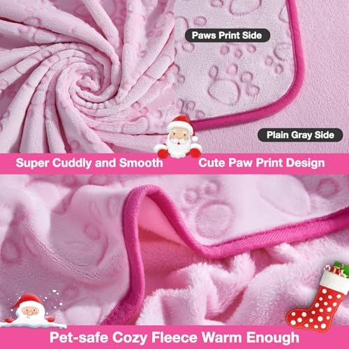 Pink Cat Blanket for Kitten Beds, Flannel Pink Stuff Cute Paw Print, 24 * 32 inches Dog Girls Blanket, Puppy Ragdoll Kitten Necessities - Image 3
