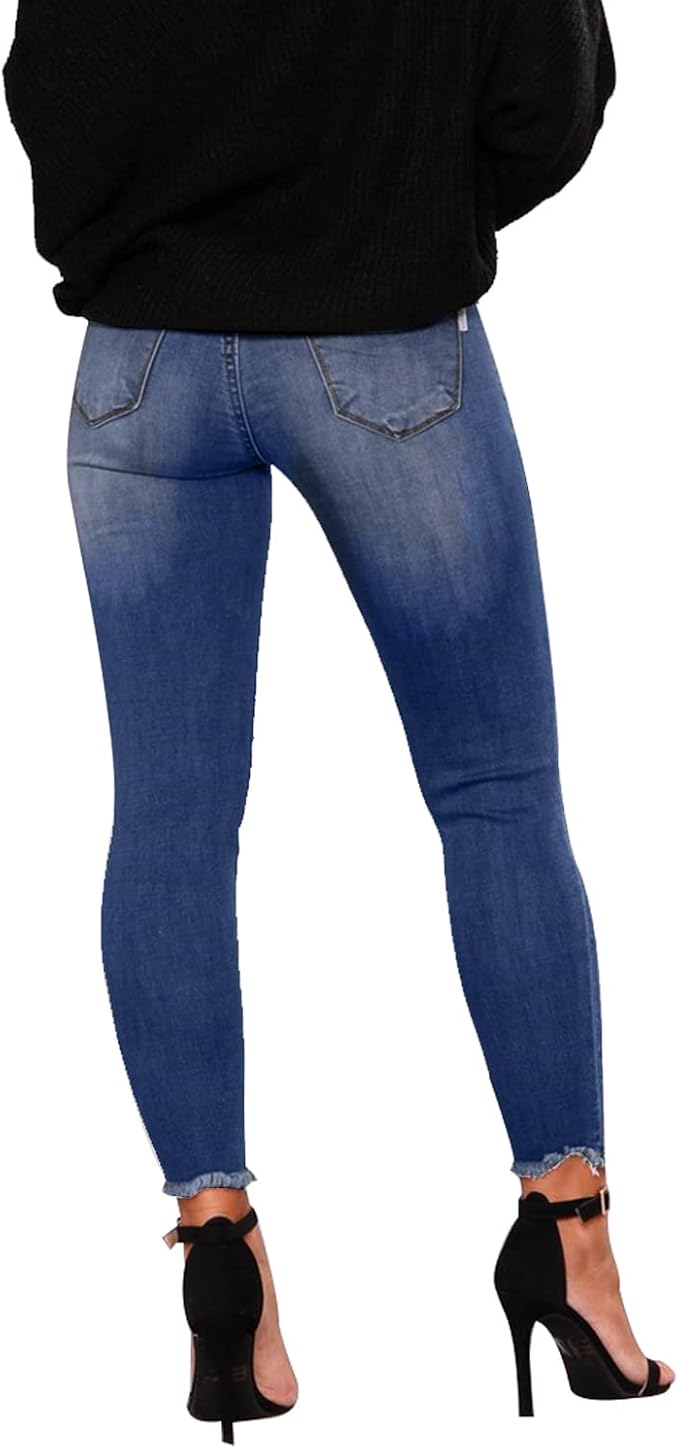 KUNMI Women's Skinny Ripped Trendy Jeans Distressed Stretchy Denim Pants - Image 3