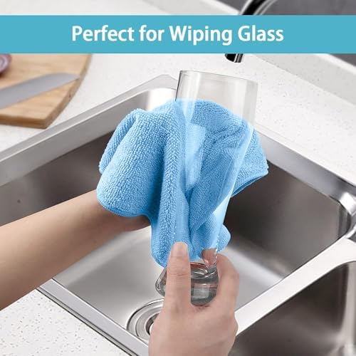 HOMEXCEL Blue Cleaning Rags 5 Pack, Highly Absorbent Microfiber Cleaning Cloth for Kitchen, Lint Free, Scratch-Free, Reusable Microfiber Towels for House, Window and Glass, Cars, 11.5 X11.5 inch - Image 5