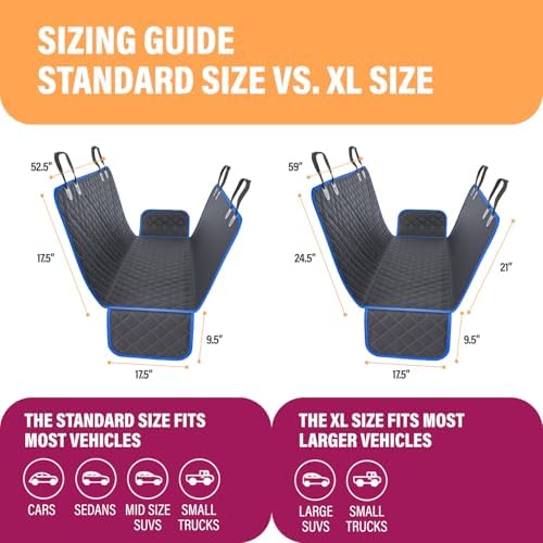 Active Pets Blue Standard Dog Car Hammock Back Seat Cover, Waterproof Backseat Cover Protector for Truck Bench Rear of Sedans or SUVs, Essential Pet Supplies Vacuum or Wipe Clean, Machine Washable - Image 5