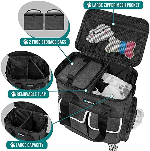 PetAmi Dog Travel Bag Organizer, Pet Supplies Diaper Tote, Dark Gray - Image 5