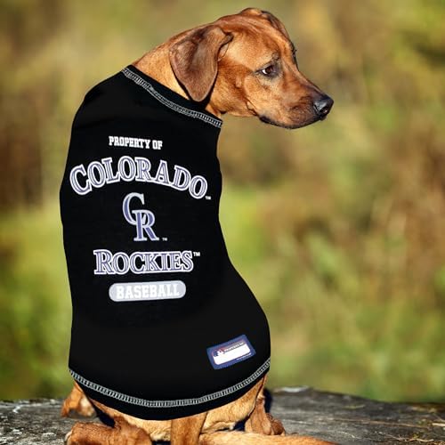 MLB Colorado Rockies Dog T-Shirt, Small. - Licensed Shirt for Pets Team Colored with Team Logos. - Premium Stretchable Materials for The Comfort of Your Dog & cat. - Image 2