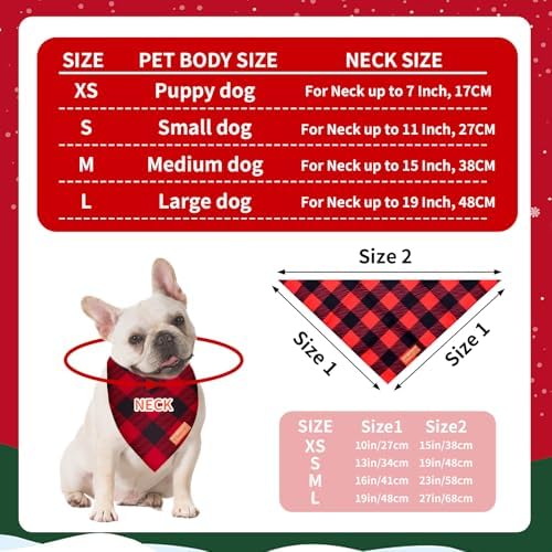 2 Pieces Christmas Buffalo Plaid Dog Bandanas, Double-Sided Reversible Triangle Scarf, Red and Green Checkered Design, Holiday Pet Costume Accessories for Dogs and Cats (Large) - Image 2