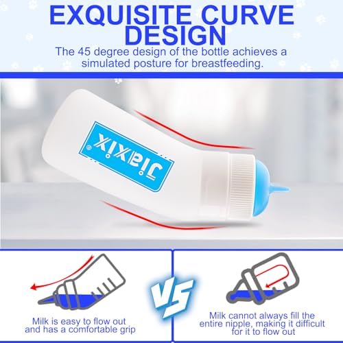 3 Pack Kitten Silicone Nursing Bottle,Silicone Feeding Nipple, Reusable Newborn Kitten Supplies, Suitable for Feeding Kitten, Puppy, Rabbit, Hamster (Blue, Small) - Image 6