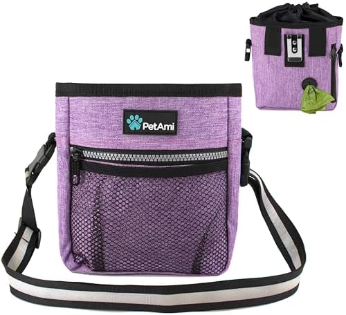 PetAmi Hands Free Dog Treat Pouch for Training and Walking, Purple by PetAmi