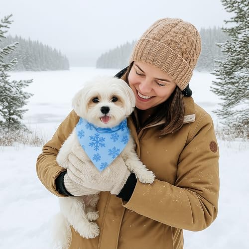 Weewooday 50 Pcs Winter Bandanas Bulk for Dogs Snowflake Cats Bandanas Charm Soft Triangle Bibs Adjustable Scarf for Small Medium Large Pets Winter Costume(19.7 x 13.8 x 13.8 Inch) - Image 6