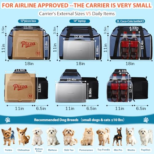 Petskd Top and Side Expandable Small Pet Carrier Airline Approved, Blue - Image 4