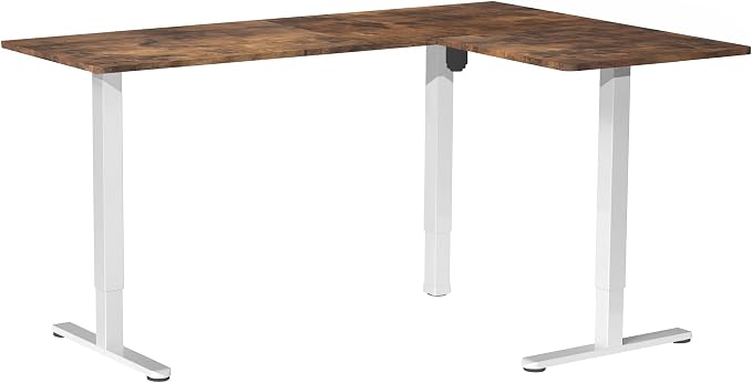 VIVO Vintage Brown 63 x 47 in Corner Standing Desk, DESK-E3CTWN-47 | Electric, Reversible L-Shaped Table, Sit Stand, Height Adjustable, Memory Controller, Office Furniture Sets, White Frame - Image 9