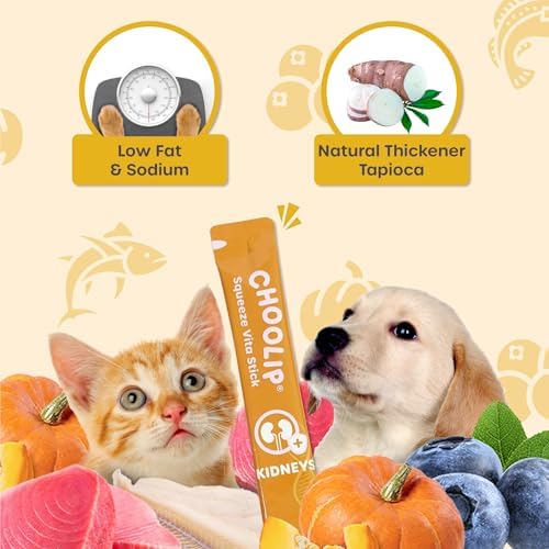Choolip Squeeze Vita Stick Kidney Support Lickable Cat and Dog Treats – 49-Count Tuna and Pollack Sticks with Pumpkin, Blueberry and Omega-3 – Box with 7 Pouches, Vet-Formulated for Kidney Health - Image 5