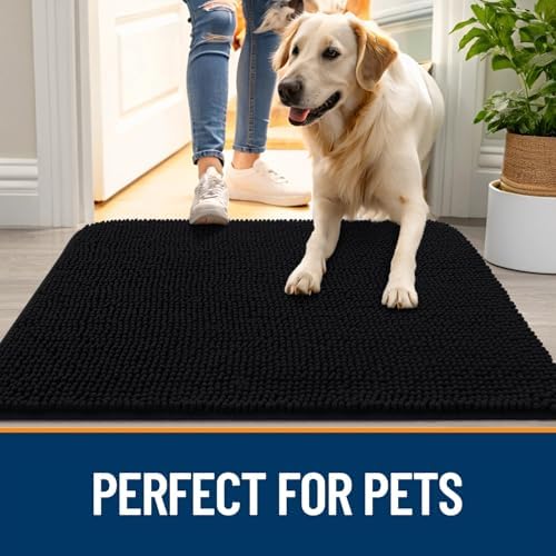 OLANLY Dog Door Mat for Muddy Paws 47x32, Super Absorbent Chenille Mud Mat - Image 6