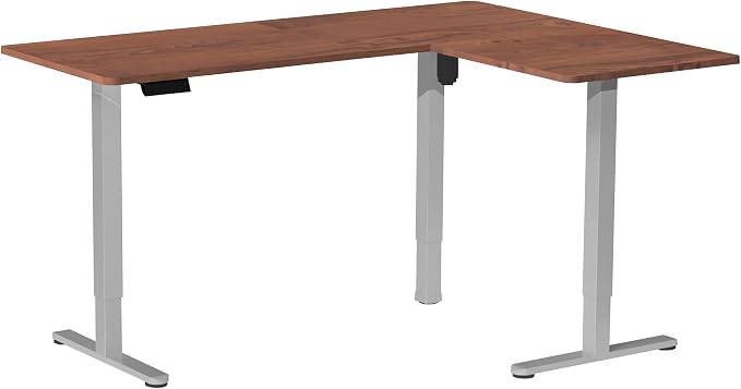 VIVO Dark Walnut 63 x 55 in Corner Standing Desk, DESK-E3CTGD | Electric, Reversible L-Shaped Table, Sit Stand, Height Adjustable, Memory Controller, Office Furniture Sets, Gray Frame - Image 9