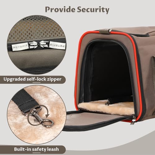 Petsfit Expandable Cat Carrier Dog Carriers,Airline Approved Soft-Sided Portable Pet Travel Washable Carrier for Kittens,Puppies,Removable Soft Plush mat and Pockets,Locking Safety Zippers - Image 3