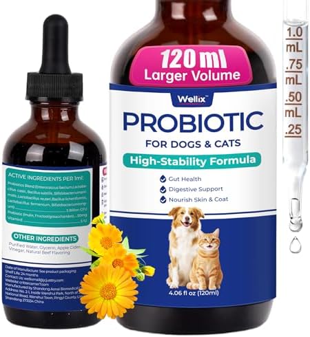 Wellix 120ml Liquid Probiotic for Cats & Dogs, Aiding Digestive Health by Wellix