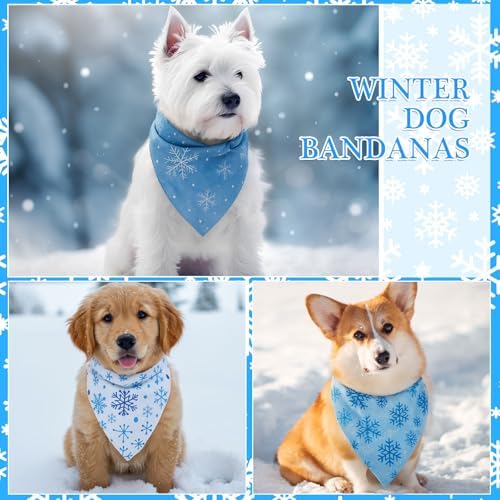 Weewooday 50 Pcs Winter Bandanas Bulk for Dogs Snowflake Cats Bandanas Charm Soft Triangle Bibs Adjustable Scarf for Small Medium Large Pets Winter Costume(19.7 x 13.8 x 13.8 Inch) - Image 4