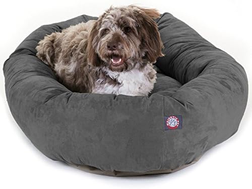 Majestic Pet Suede Calming Dog Bed, 52 Inch X-Large, Round, Washable, Gray by MajesticPet