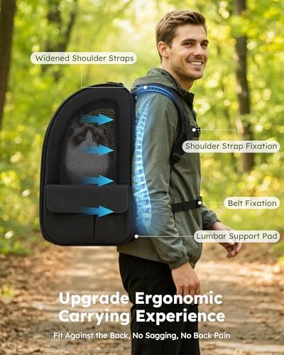 pecute Dog Backpack Expandable, Cat Carrier Backpack Breathable, Large - Image 6