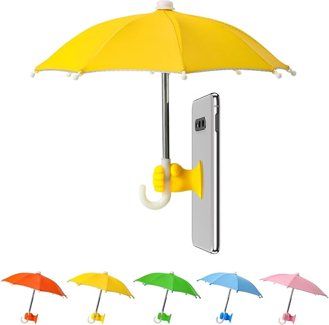 Phone Umbrella Stand, Sun Shade Mini Umbrella for Cell Phone with Adjustable Fist Style Suction Cup, Universal Anti-Glare Sun Visor for Outdoor by Harewu