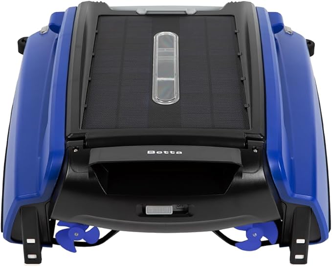 Betta SE Solar Powered Automatic Robotic Pool Surface Skimmer Cleaner with 24/7 Continuous Cleaning Battery Power and Re-Engineered Twin Salt Chlorine Tolerant Motors (Blue) by Unknown