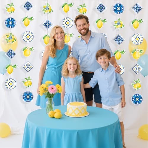 Capri Lemon Tile Banner Decorations Mediterranean Blue Yellow Amalfi Coast Party Decor for Italian Summer Wedding, Birthday, Bachelorette, Bridal Shower, Fiesta Supplies - Image 5