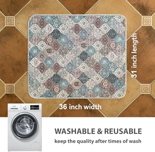 nunubaby Washable Pee Pads for Dogs, Stylish, Non-Slip and Leak-Proof Pee Pads. Reusable Potty Pads for Dogs for Crates and Floors.(Dark Red/Multi,31" x36" ) - Image 4