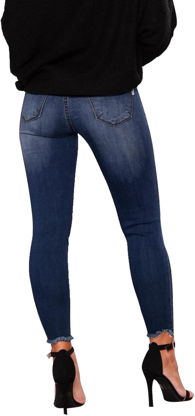 KUNMI Women's Skinny Ripped Trendy Jeans Distressed Stretchy Denim Pants - Image 3
