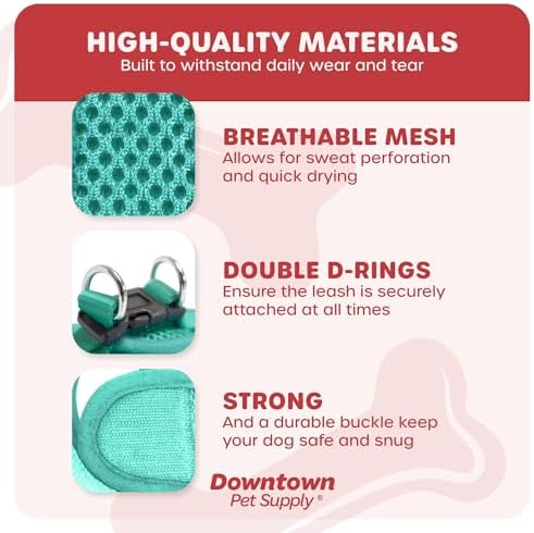 Downtown Pet Supply Step in Dog Harness for Small Dogs No Pull, Large, Bermuda Blue - Adjustable Harness with Padded Mesh Fabric and Reflective Trim - Buckle Strap Harness for Dogs - Image 4