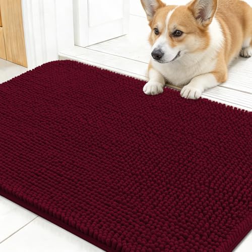 OLANLY Dog Door Mat for Muddy Paws 24x16, Super Absorbent Chenille Mud Mat by OLANLY