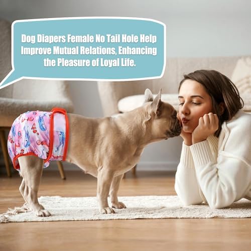 wegreeco Frenchie Dog Diapers Female No Tail Hole,Washable Pet French Puppy Bulldog Diapers Female for Period Heat,Reusable Doggy Doggie Dog Diapers （Ocean of Flowers Small） - Image 6