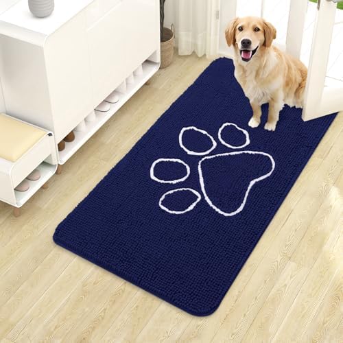 OLANLY Dog Door Mat for Muddy Paws 40x24, Paw Print Design Chenille Mud Mat by OLANLY