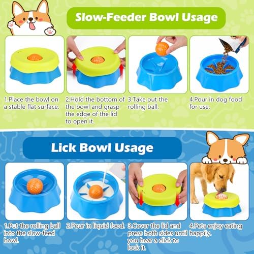 2in1 Dog Lick Bowl with Rolling Ball,Slow Feeder for Dogs & Cats - Image 3