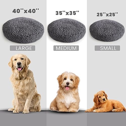 Muddy Mat®Cloud K-9 Bed for Dogs & Cats, Soft & Relaxing Round Dog Bed, Chenille Material, Removable Cover, Washable & Dryer Safe–Grey Medium(35'x35') - Image 3