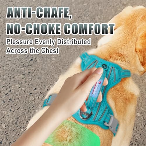 BARKBAY No Pull Dog Harness Large Reflective Dog Harness with Front Clip and Easy Control Handle for Walking Training Running with ID tag Pocket(Ocean Blue,M) - Image 4