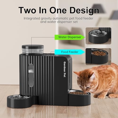 Gravity Automatic Cat Feeder, Water & Food Dispenser Set, Stainless Bowls - Image 2