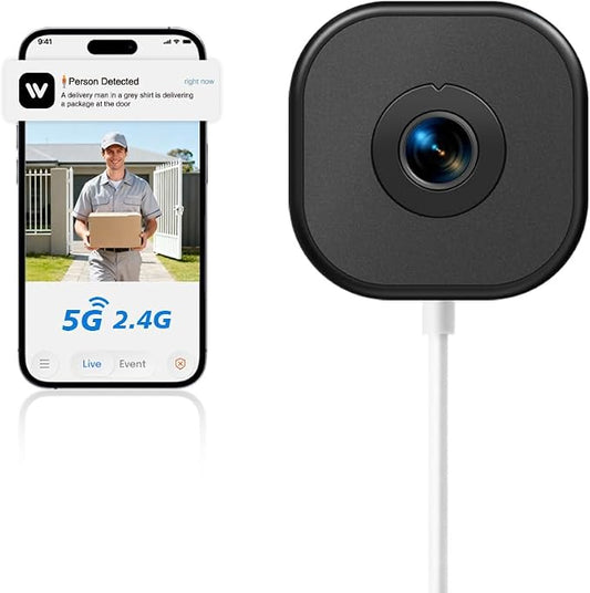 2K Window Camera,2.4G WiFi Indoor Camera for Home Security, AI Color Night Vision, Person & Motion Detection,911 Emergency, US Based Cloud, 24/7 Recording by DETIKO