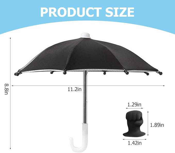 Phone Umbrella Stand, Sun Shade Mini Umbrella for Cell Phone with Adjustable Fist Style Suction Cup, Universal Anti-Glare Sun Visor for Outdoor - Image 2
