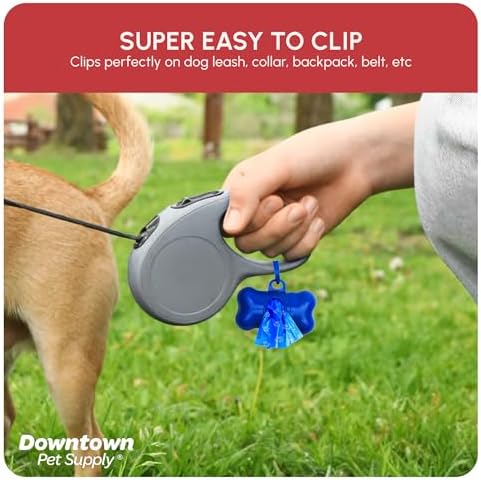 Downtown Pet Supply Poop Bags for Dogs with Dispenser, 220 Count - Leak-Proof Dog Waste Bags and Bone-Shaped Dog Poop Bags Holder for Leash - Rainbow with Paw Prints, 12.5" x 8.5" - Image 4