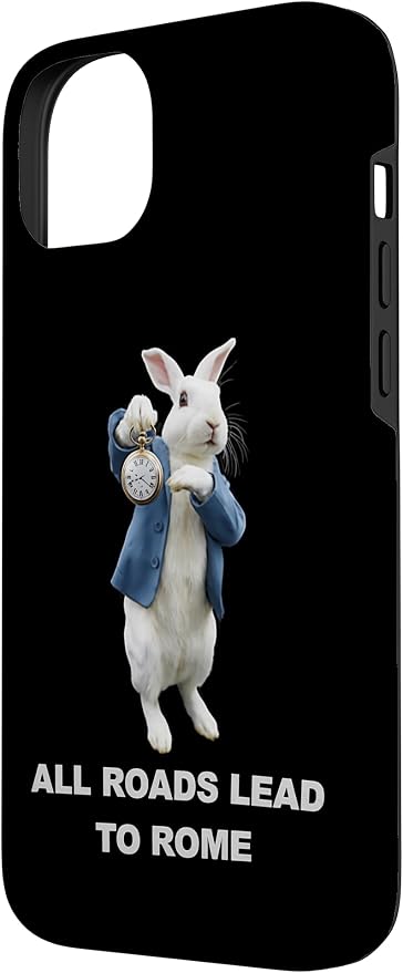 Funny AI Rabbit Meme Tshirt - All Roads Lead to Rome Humor Case for iPhone 14 Plus - Image 2